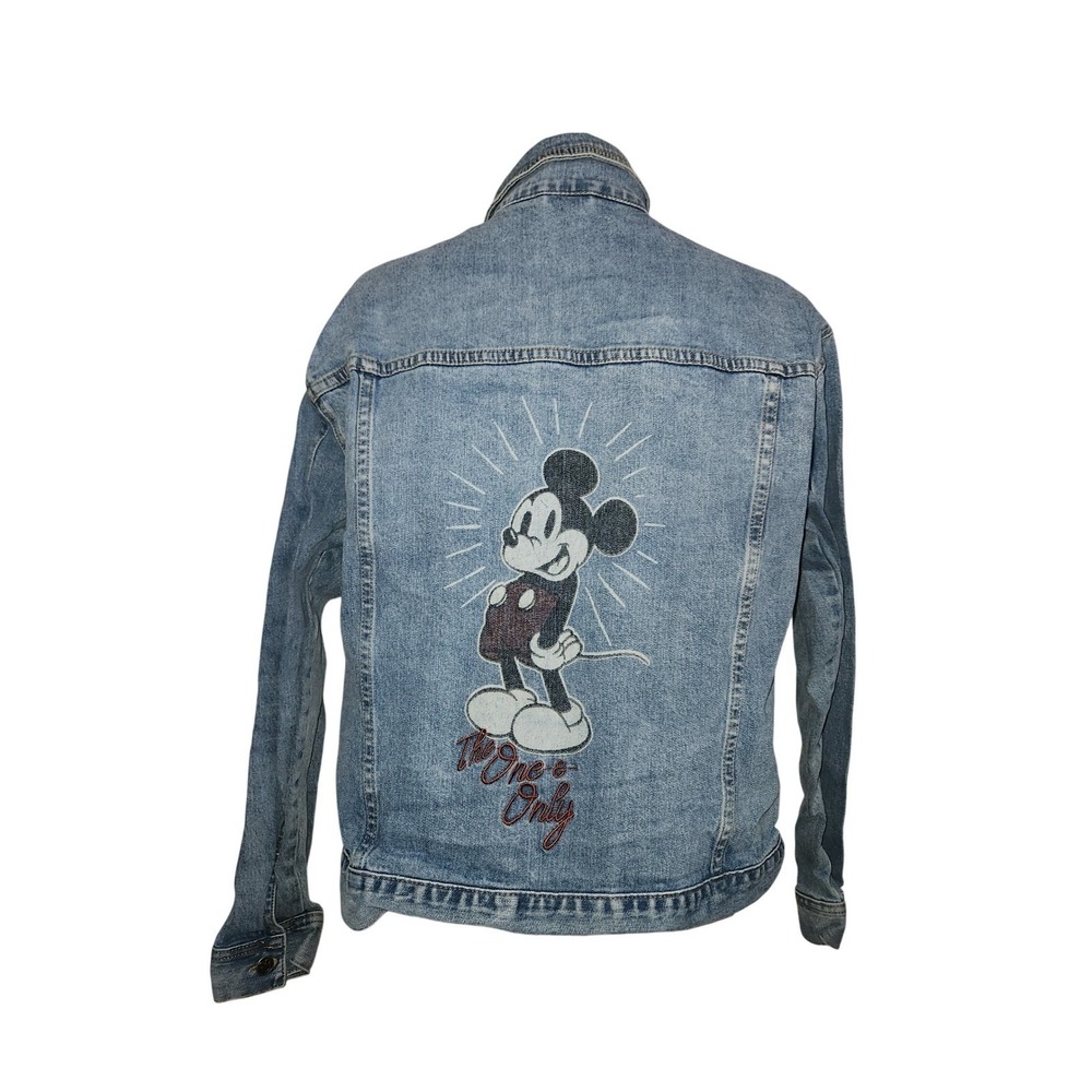 Disney Mickey Mouse Medium Wash Denim Trucker Jacket Embroidered The One & Only